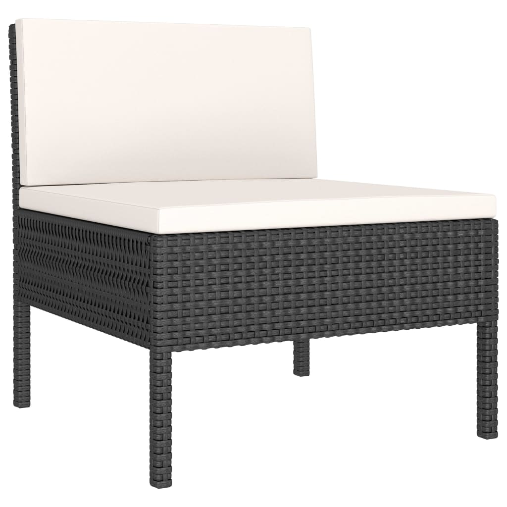 havestole 3 stk. med hynder polyrattan sort