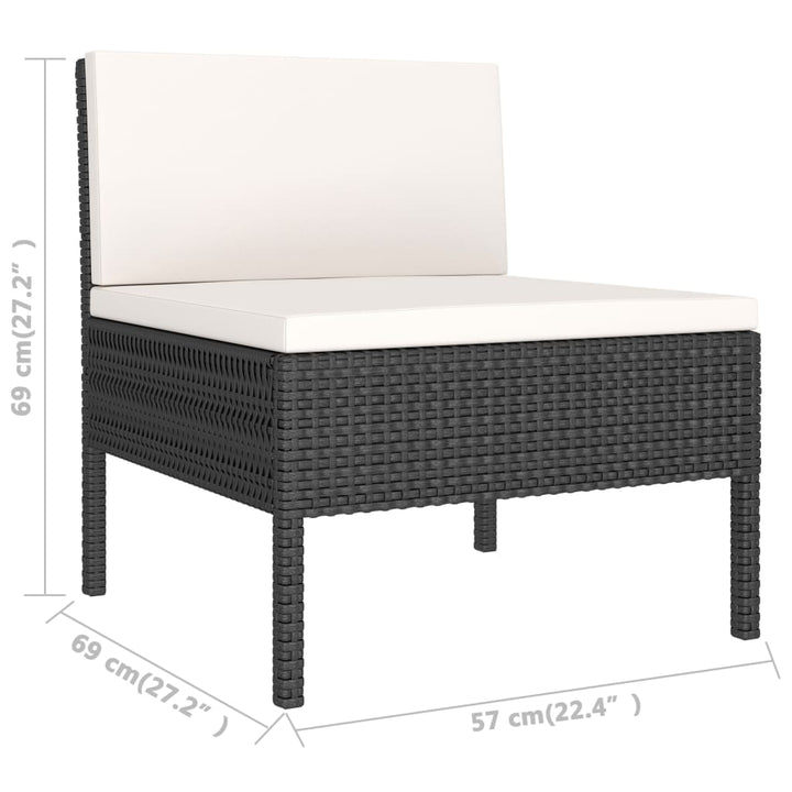 havestole 3 stk. med hynder polyrattan sort