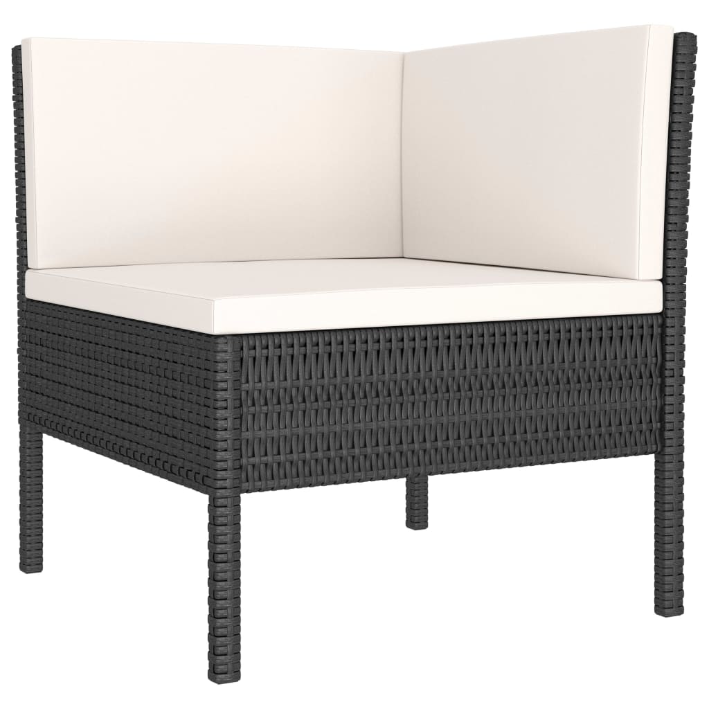 loungesæt til haven 2 dele med hynder polyrattan sort