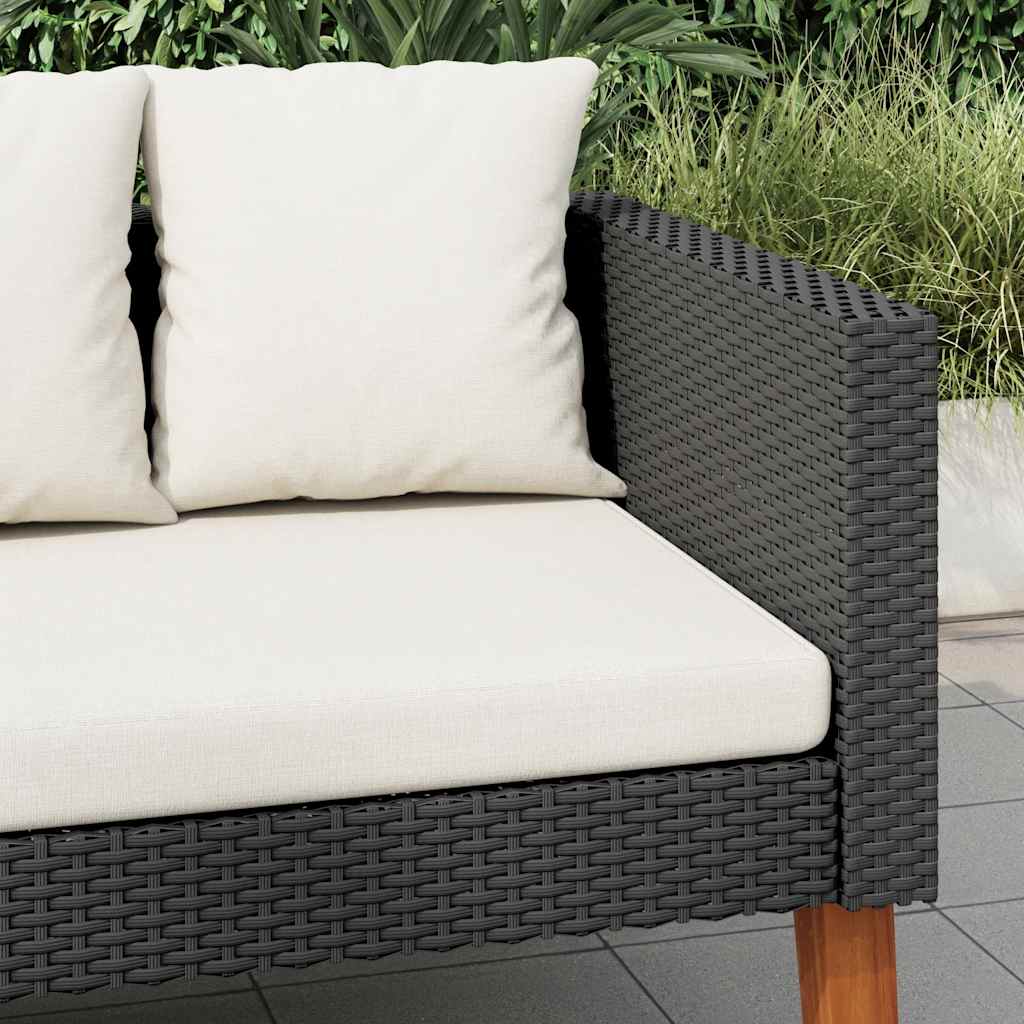 2-personers havesofa med hynder polyrattan sort
