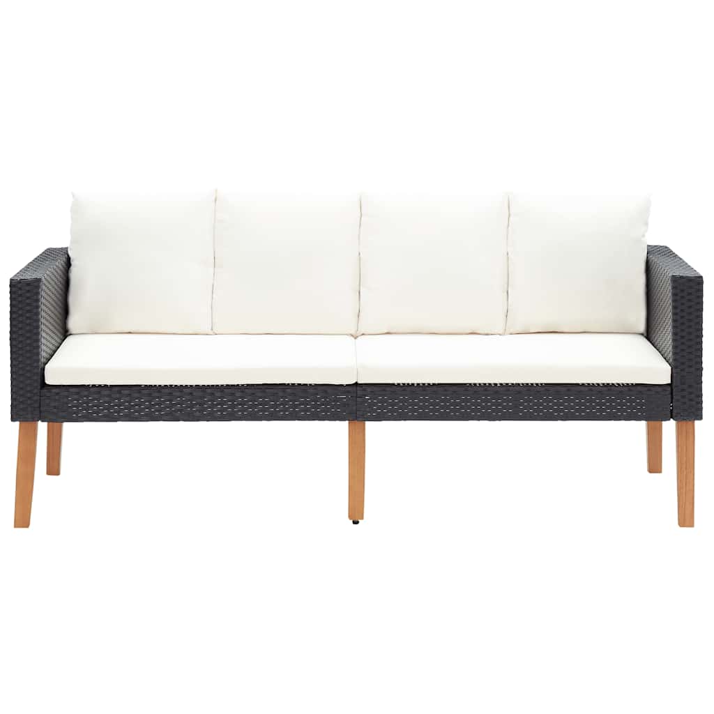 2-personers havesofa med hynder polyrattan sort