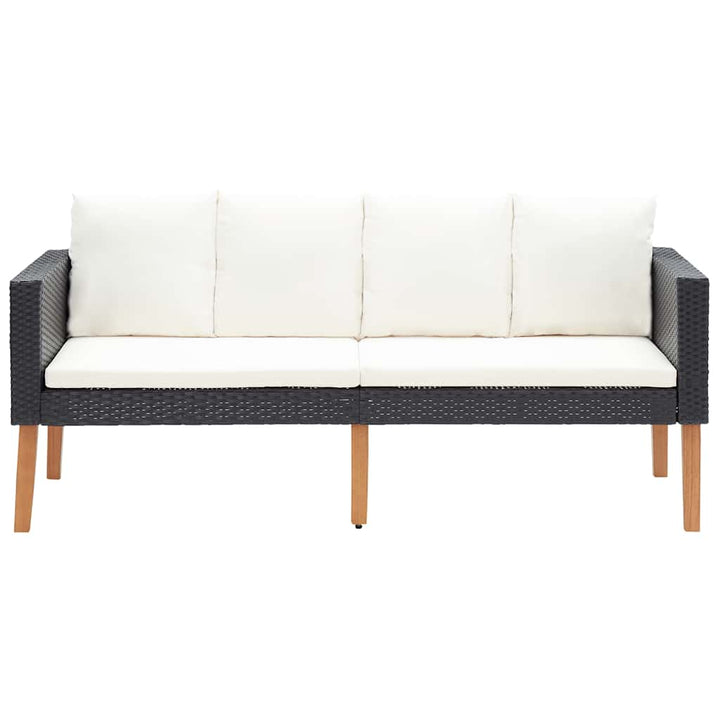 2-personers havesofa med hynder polyrattan sort