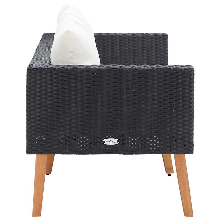2-personers havesofa med hynder polyrattan sort