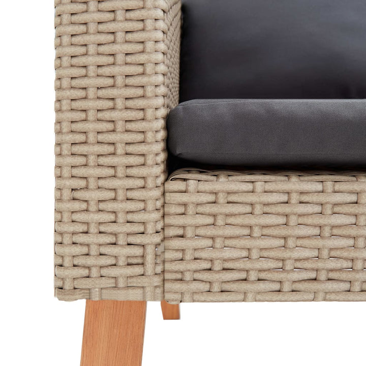 haveloungesæt 3 dele med hynder polyrattan beige