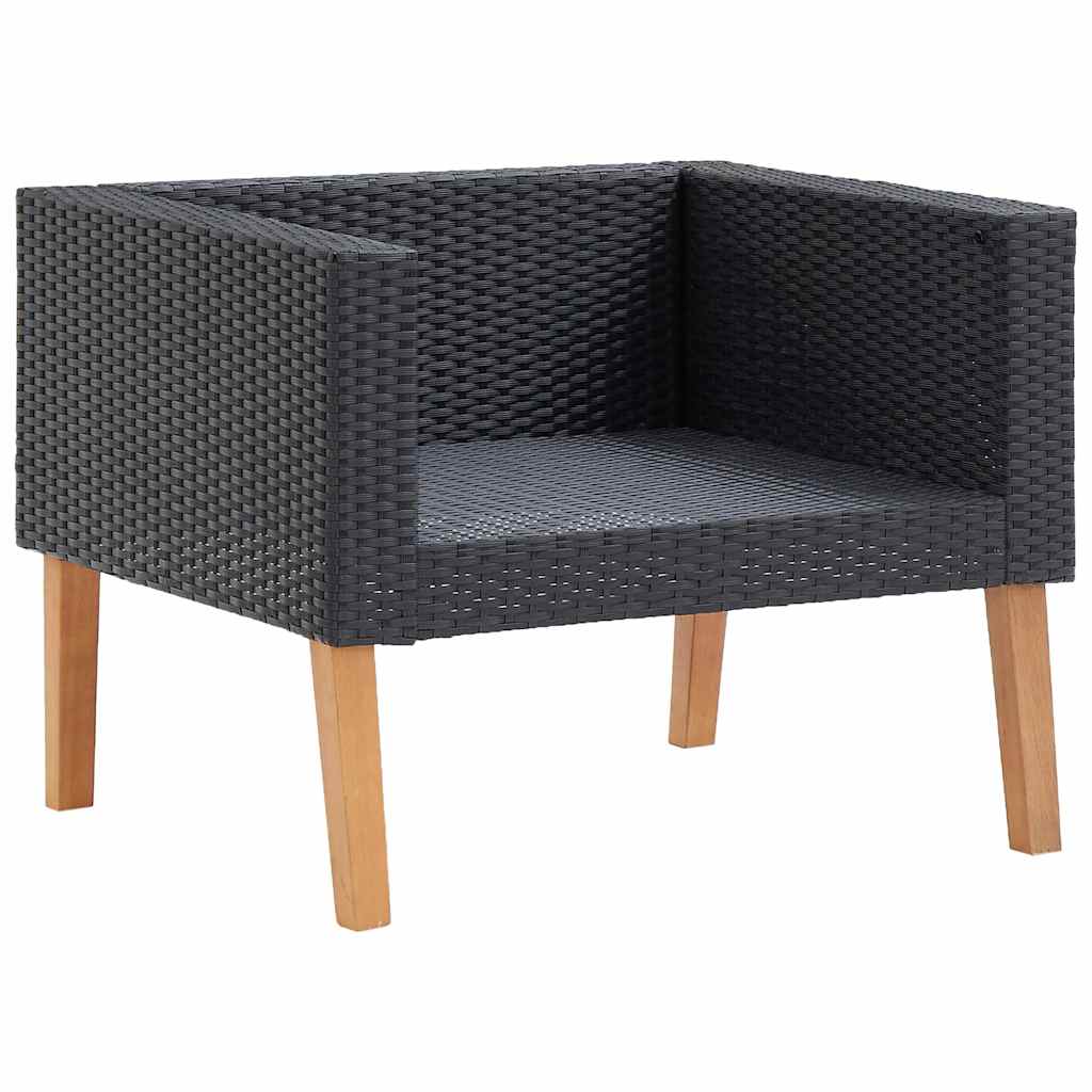 1-personssofa med hynder polyrattan sort