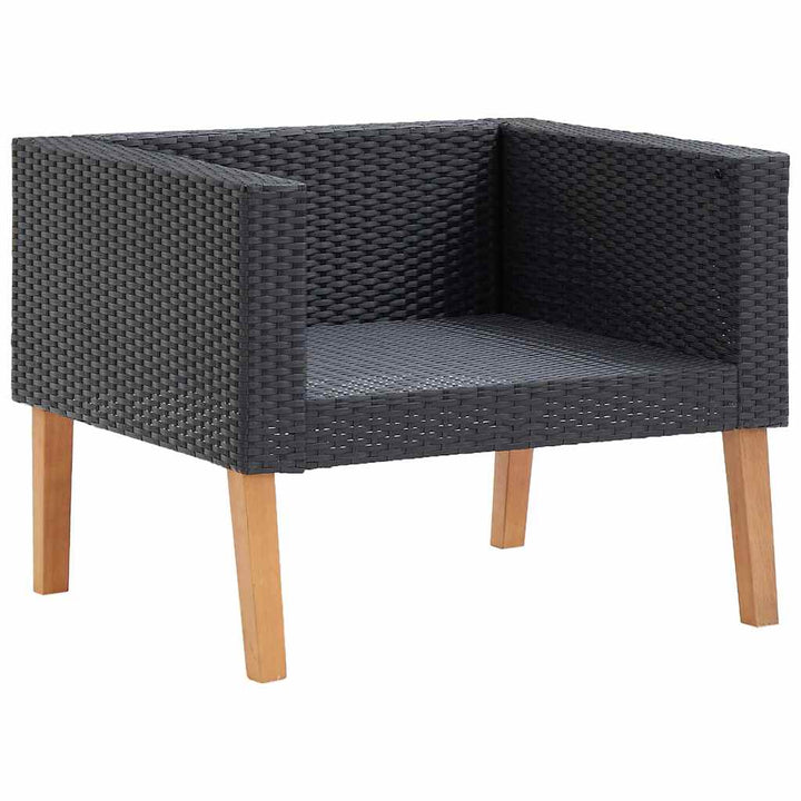 1-personssofa med hynder polyrattan sort