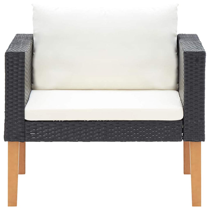 1-personssofa med hynder polyrattan sort