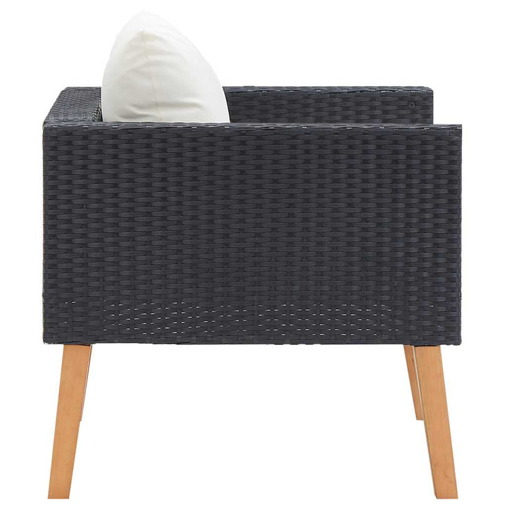 1-personssofa med hynder polyrattan sort