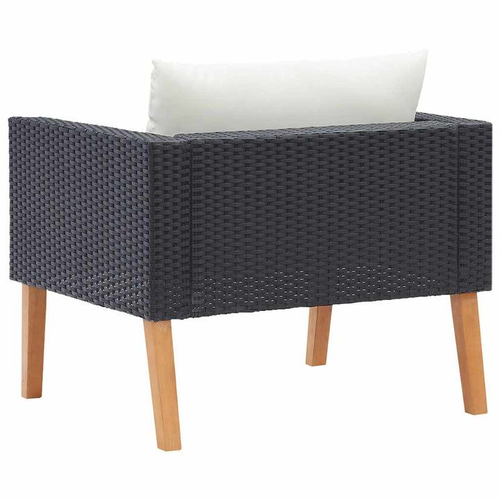1-personssofa med hynder polyrattan sort