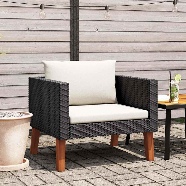 1-personssofa med hynder polyrattan sort
