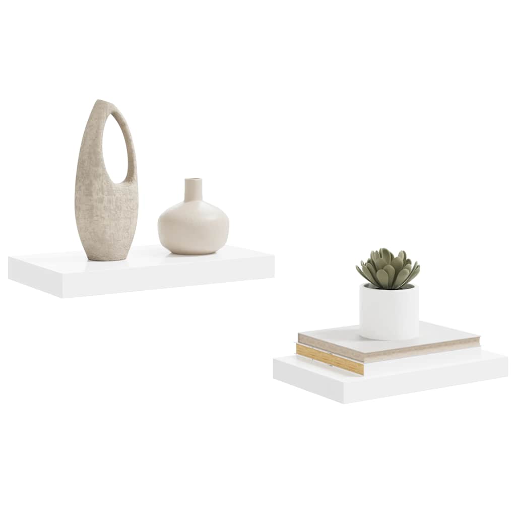 væghylder 2 stk. 40x23x3,8 cm MDF hvid højglans