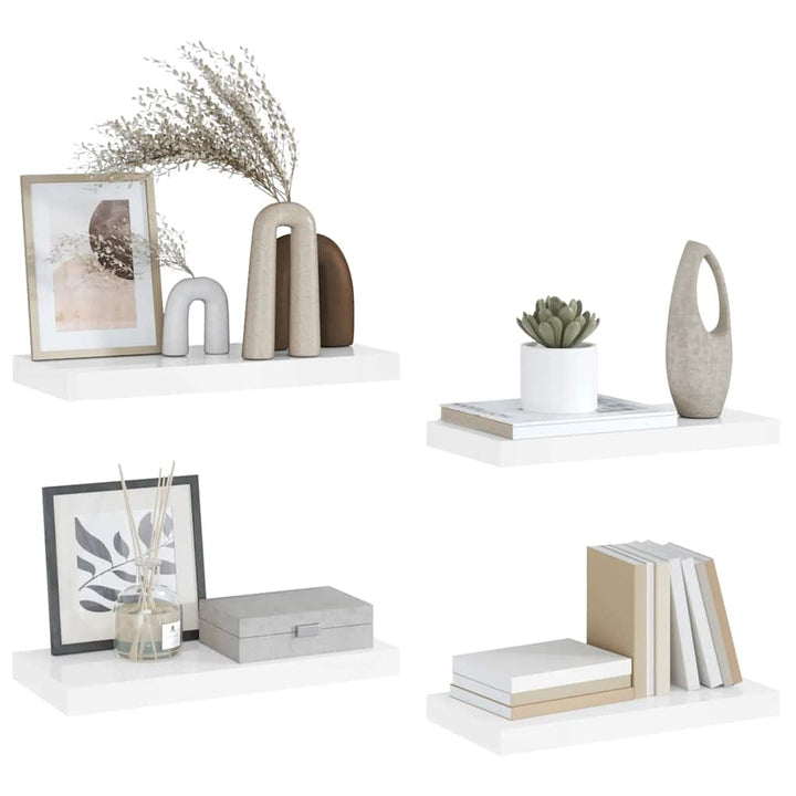 væghylder 4 stk. 50x23x3,8 cm MDF hvid højglans