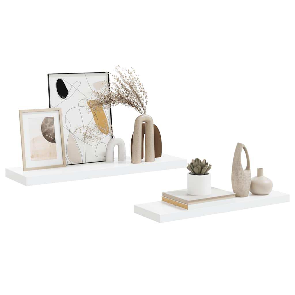 væghylder 2 stk. 80x23,5x3,8 cm MDF hvid højglans