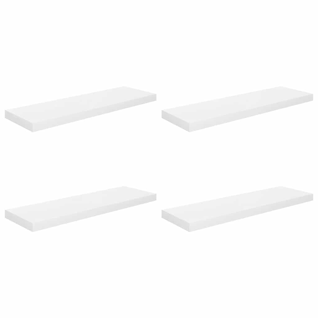 væghylder 4 stk. 80x23,5x3,8 cm MDF hvid højglans