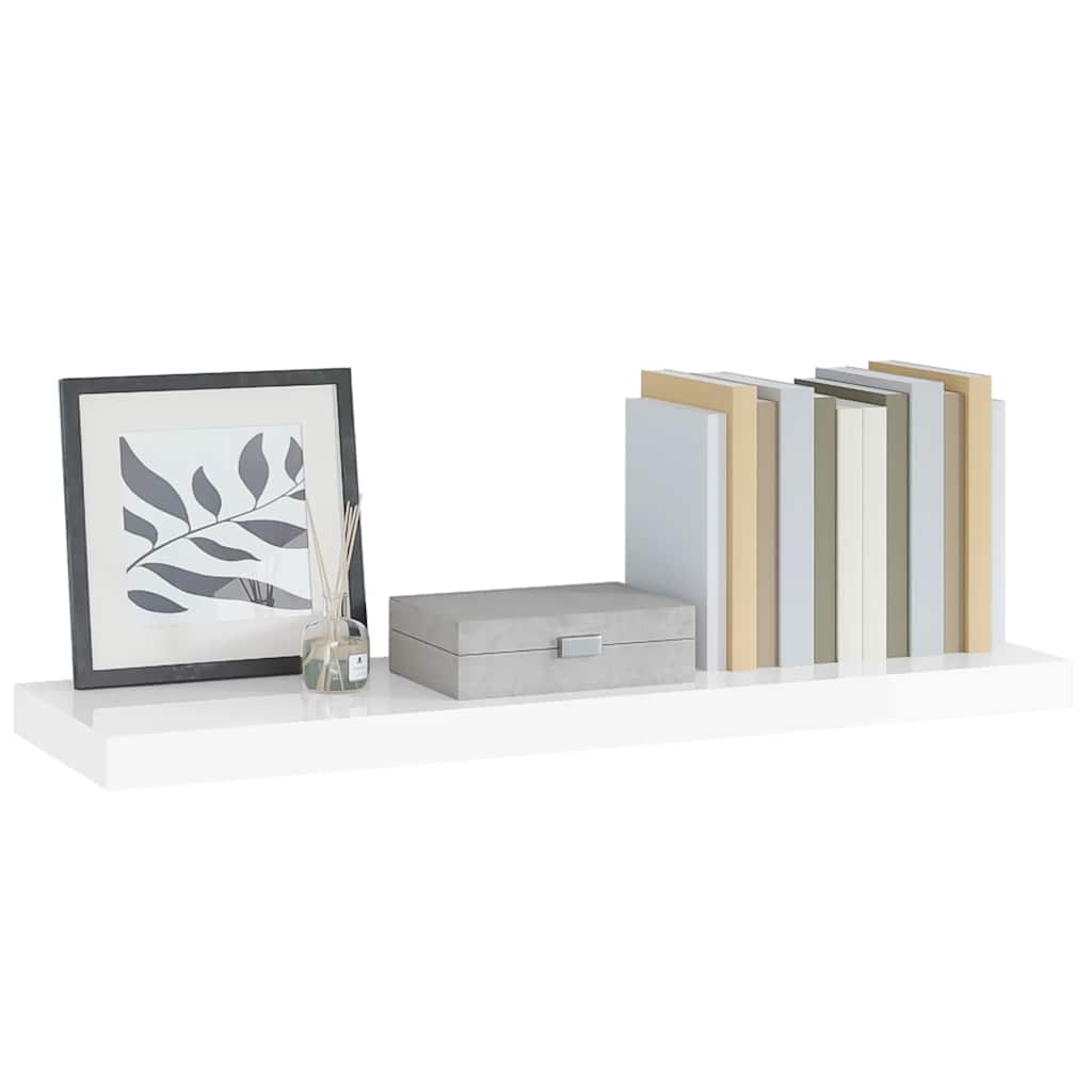 væghylde 90x23,5x3,8 cm MDF hvid højglans