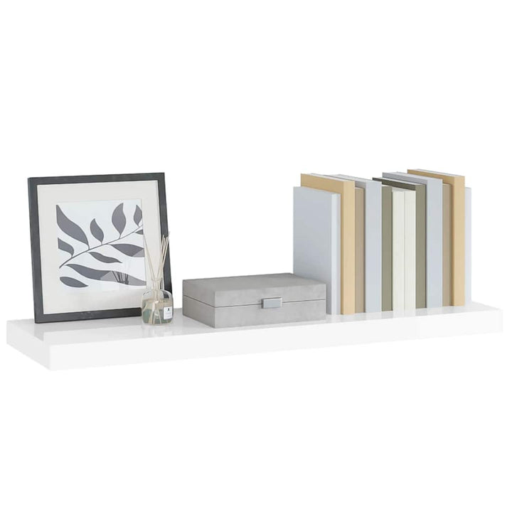 væghylde 90x23,5x3,8 cm MDF hvid højglans