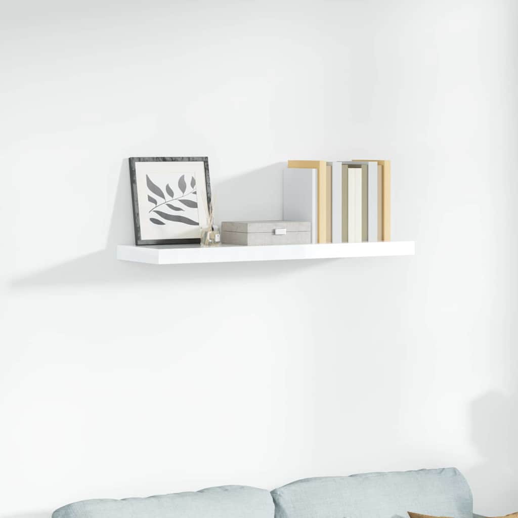 væghylde 90x23,5x3,8 cm MDF hvid højglans