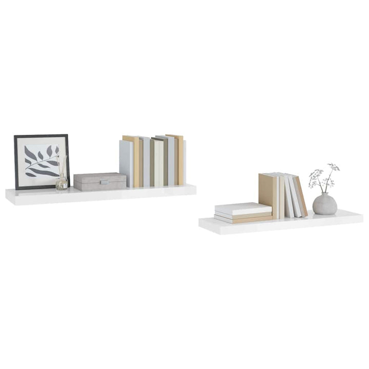 væghylder 2 stk. 90x23,5x3,8 cm MDF hvid højglans