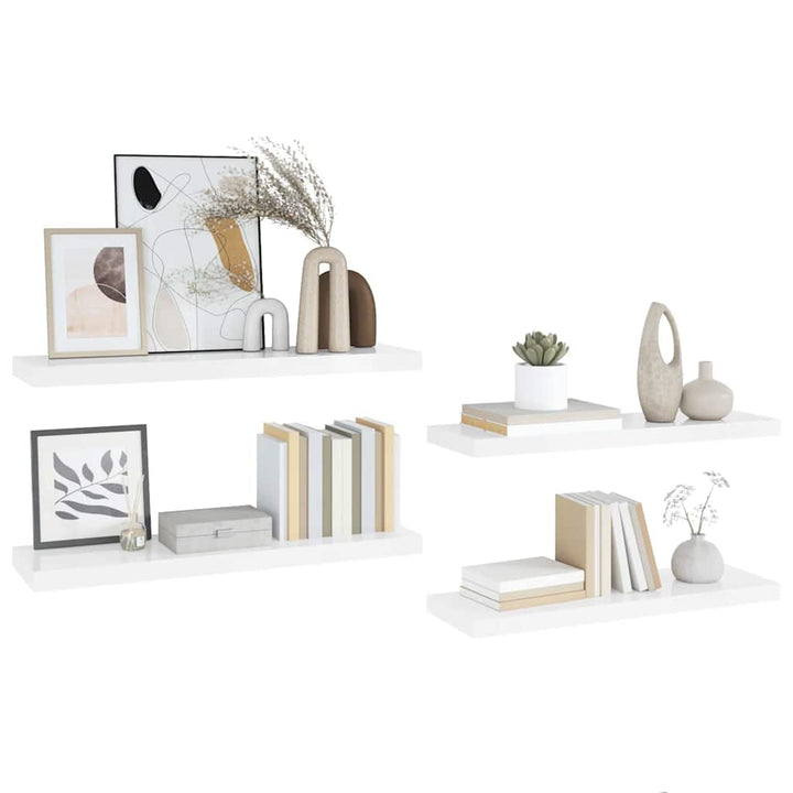 væghylder 4 stk. 90x23,5x3,8 cm MDF hvid højglans