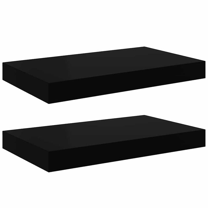 væghylder 2 stk. 40x23,5x3,8 cm MDF sort højglans