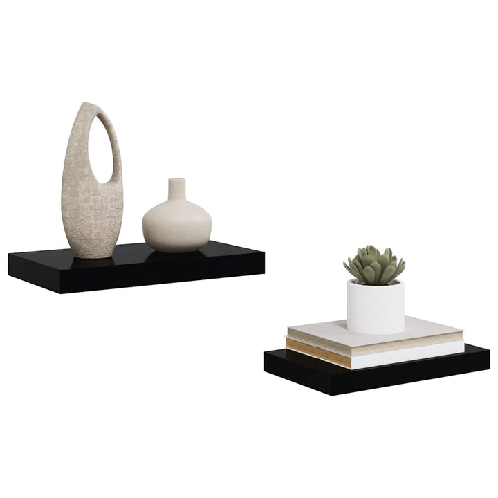 væghylder 2 stk. 40x23,5x3,8 cm MDF sort højglans