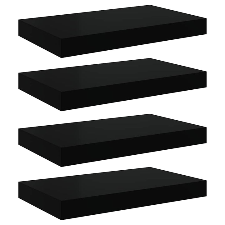 væghylder 4 stk. 40x23,5x3,8 cm MDF sort højglans