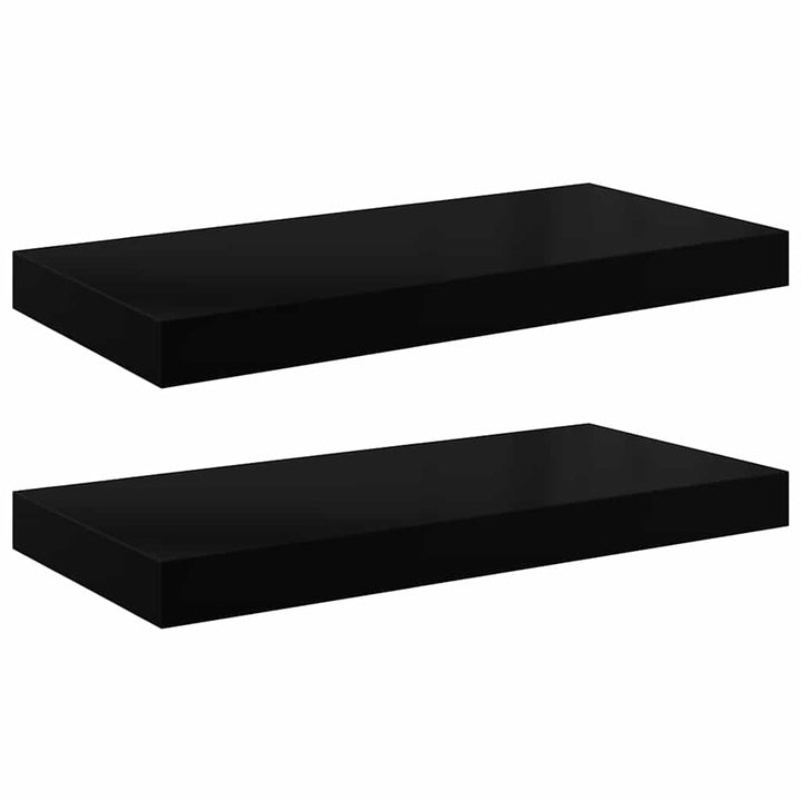 væghylder 2 stk. 50x23,5x3,8 cm MDF sort højglans