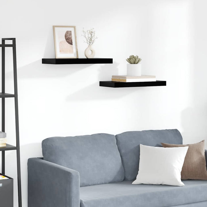 væghylder 2 stk. 50x23,5x3,8 cm MDF sort højglans