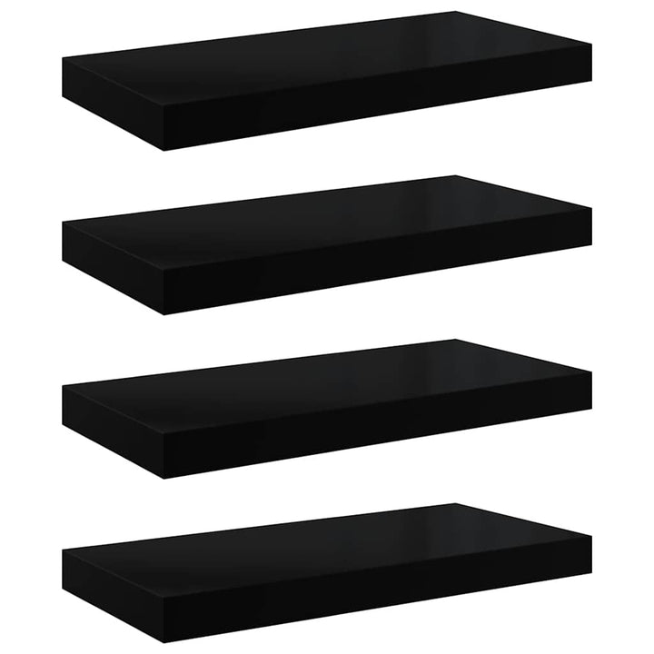 væghylder 4 stk. 50x23,5x3,8 cm MDF sort højglans