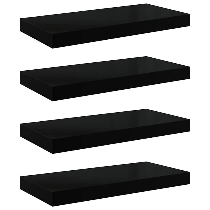 væghylder 4 stk. 50x23,5x3,8 cm MDF sort højglans