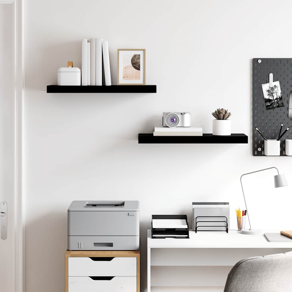 væghylder 2 stk. 60x23,5x3,8 cm MDF sort højglans