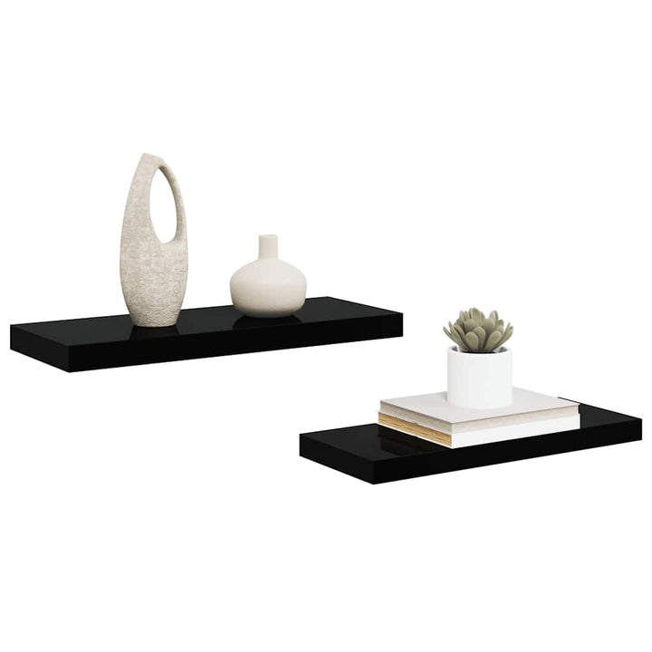 væghylder 2 stk. 60x23,5x3,8 cm MDF sort højglans
