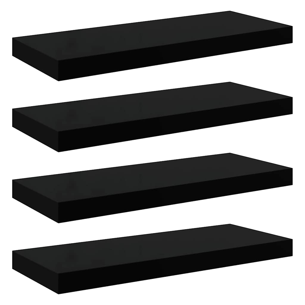 væghylder 4 stk. 60x23,5x3,8 cm MDF sort højglans