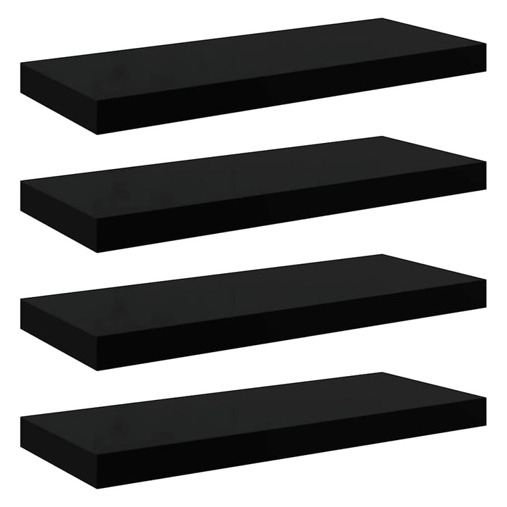væghylder 4 stk. 60x23,5x3,8 cm MDF sort højglans