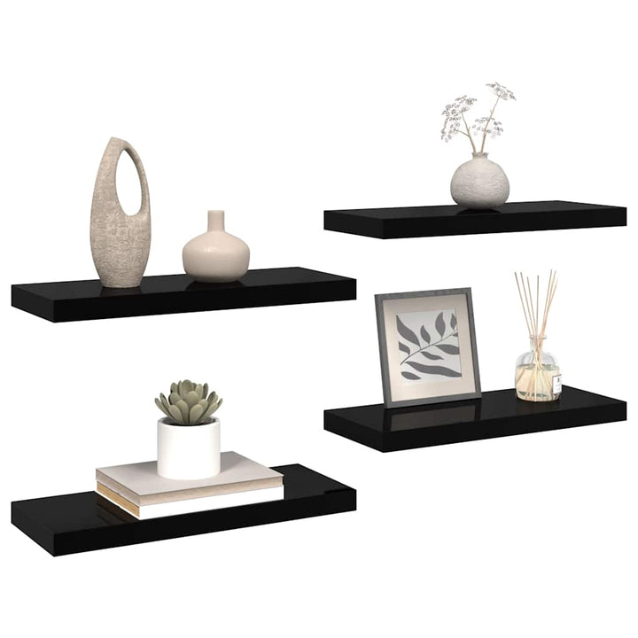 væghylder 4 stk. 60x23,5x3,8 cm MDF sort højglans