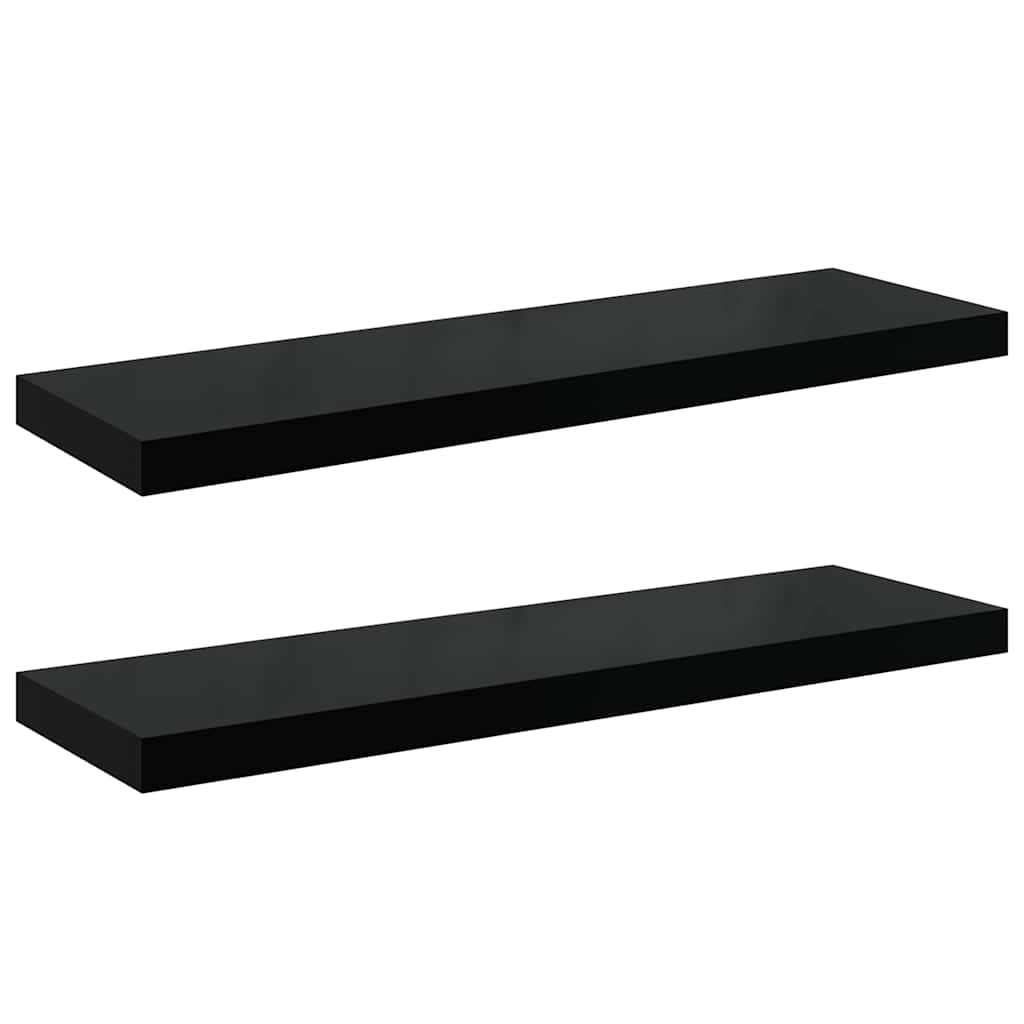 væghylder 2 stk. 80x23,5x3,8 cm MDF sort højglans