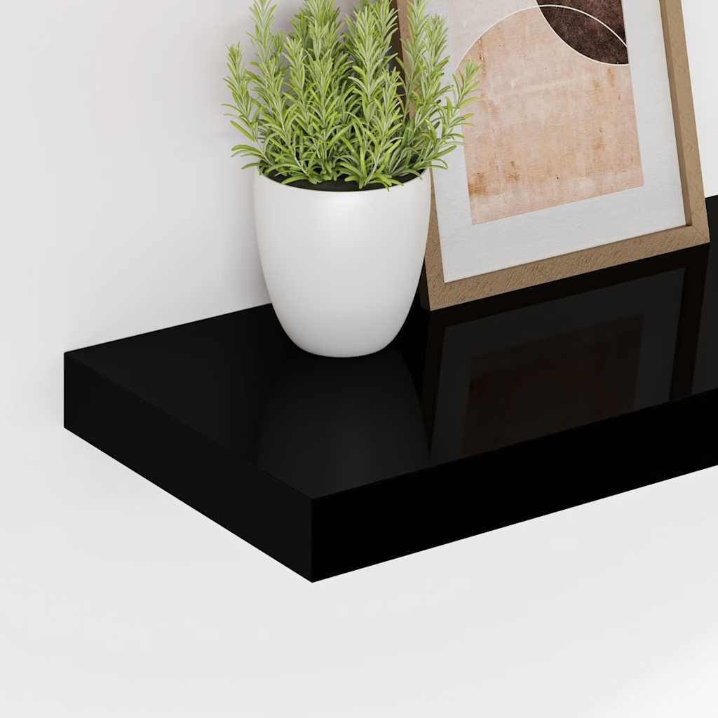 væghylder 2 stk. 80x23,5x3,8 cm MDF sort højglans