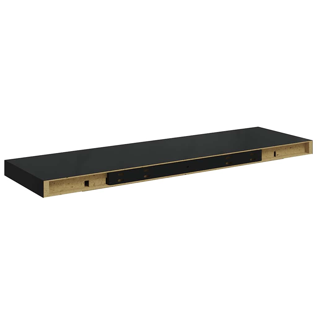 væghylder 2 stk. 80x23,5x3,8 cm MDF sort højglans