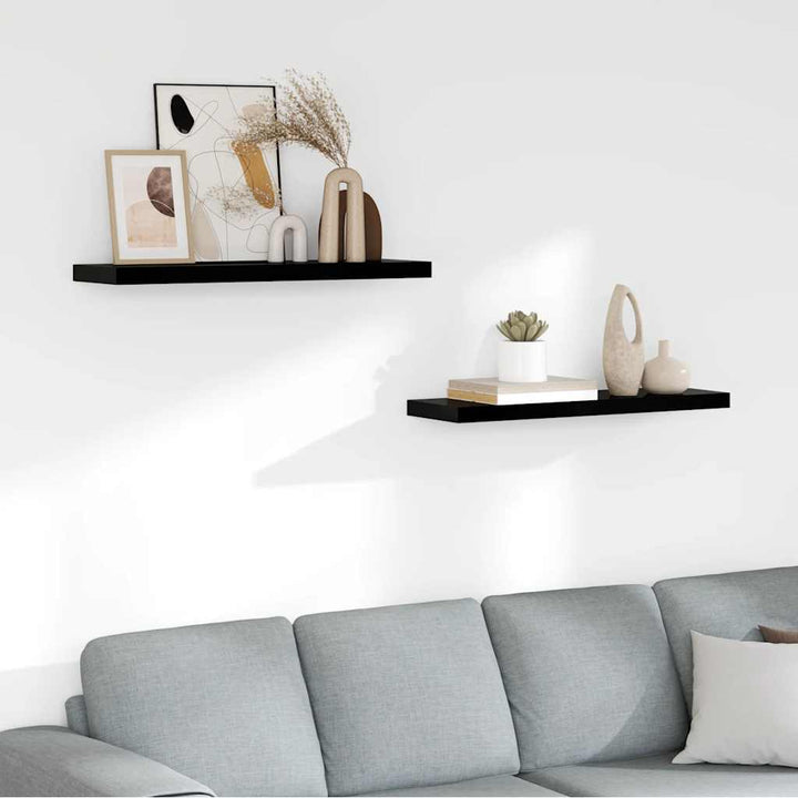 væghylder 2 stk. 80x23,5x3,8 cm MDF sort højglans