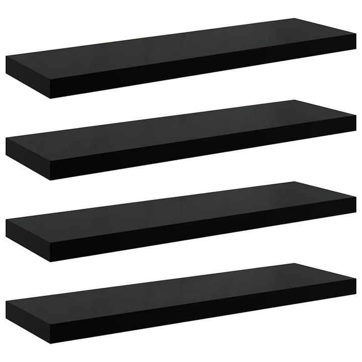 væghylder 4 stk. 80x23,5x3,8 cm MDF sort højglans