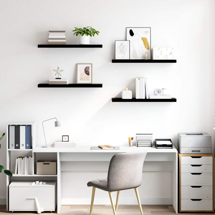 væghylder 4 stk. 80x23,5x3,8 cm MDF sort højglans