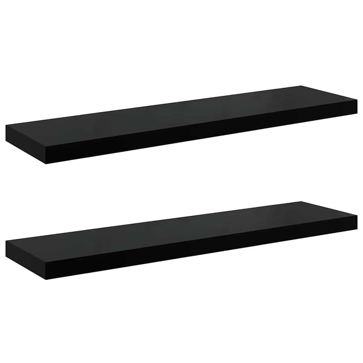 væghylder 2 stk. 90x23,5x3,8 cm MDF sort højglans