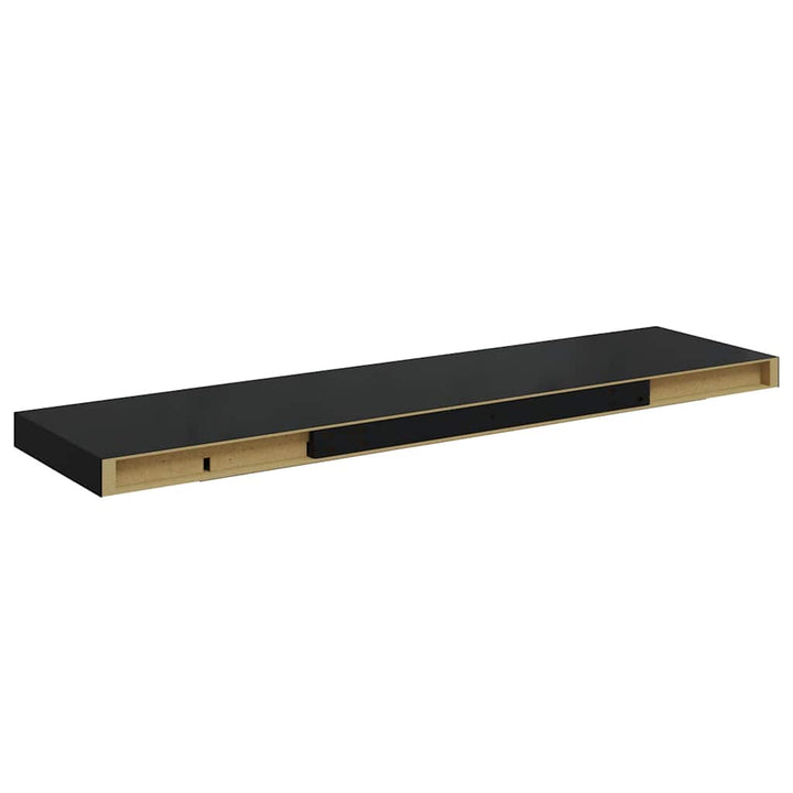 væghylder 2 stk. 90x23,5x3,8 cm MDF sort højglans