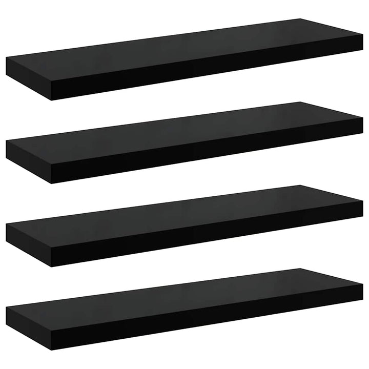 væghylder 4 stk. 90x23,5x3,8 cm MDF sort højglans