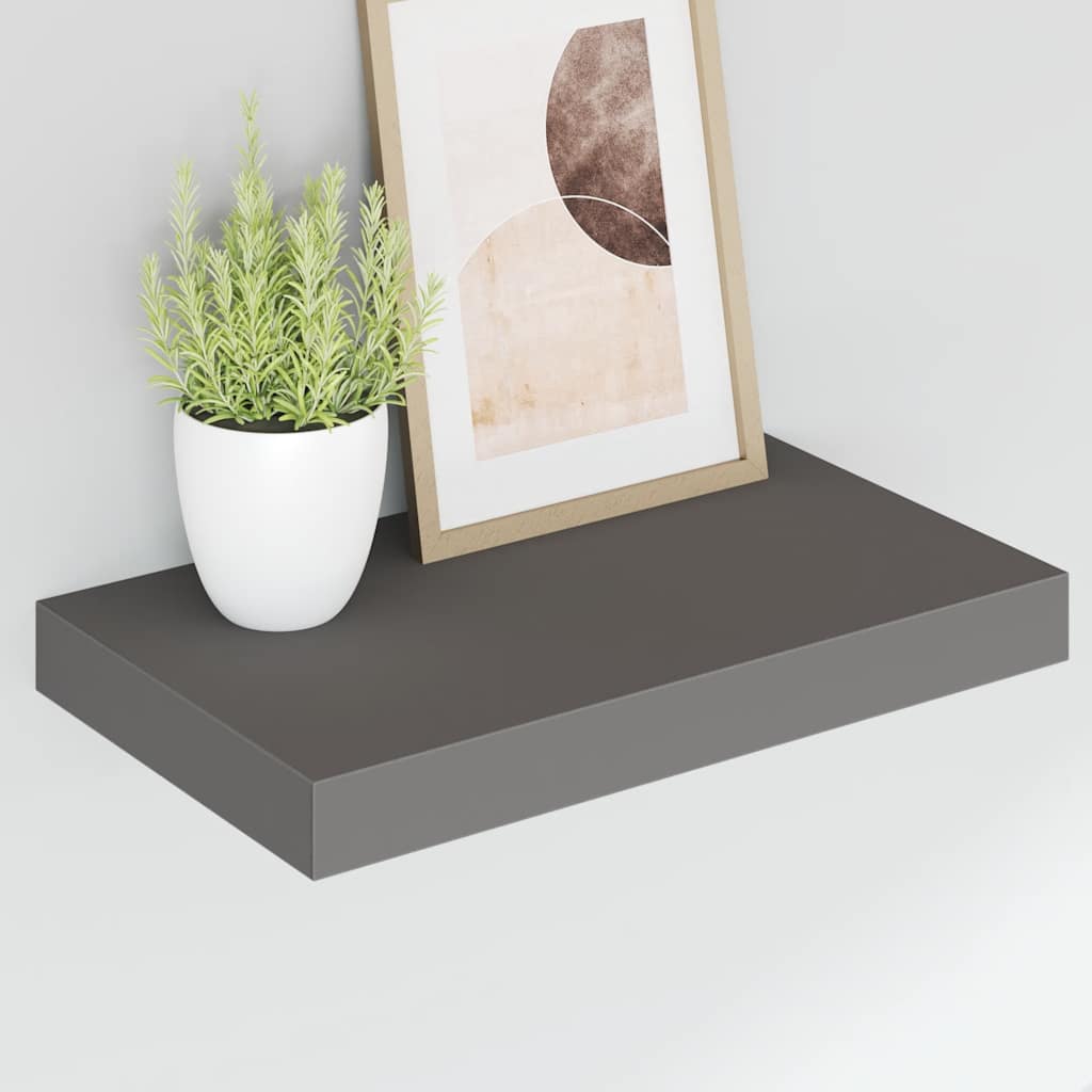 væghylder 2 stk. 40x23,5x3,8 cm MDF grå højglans