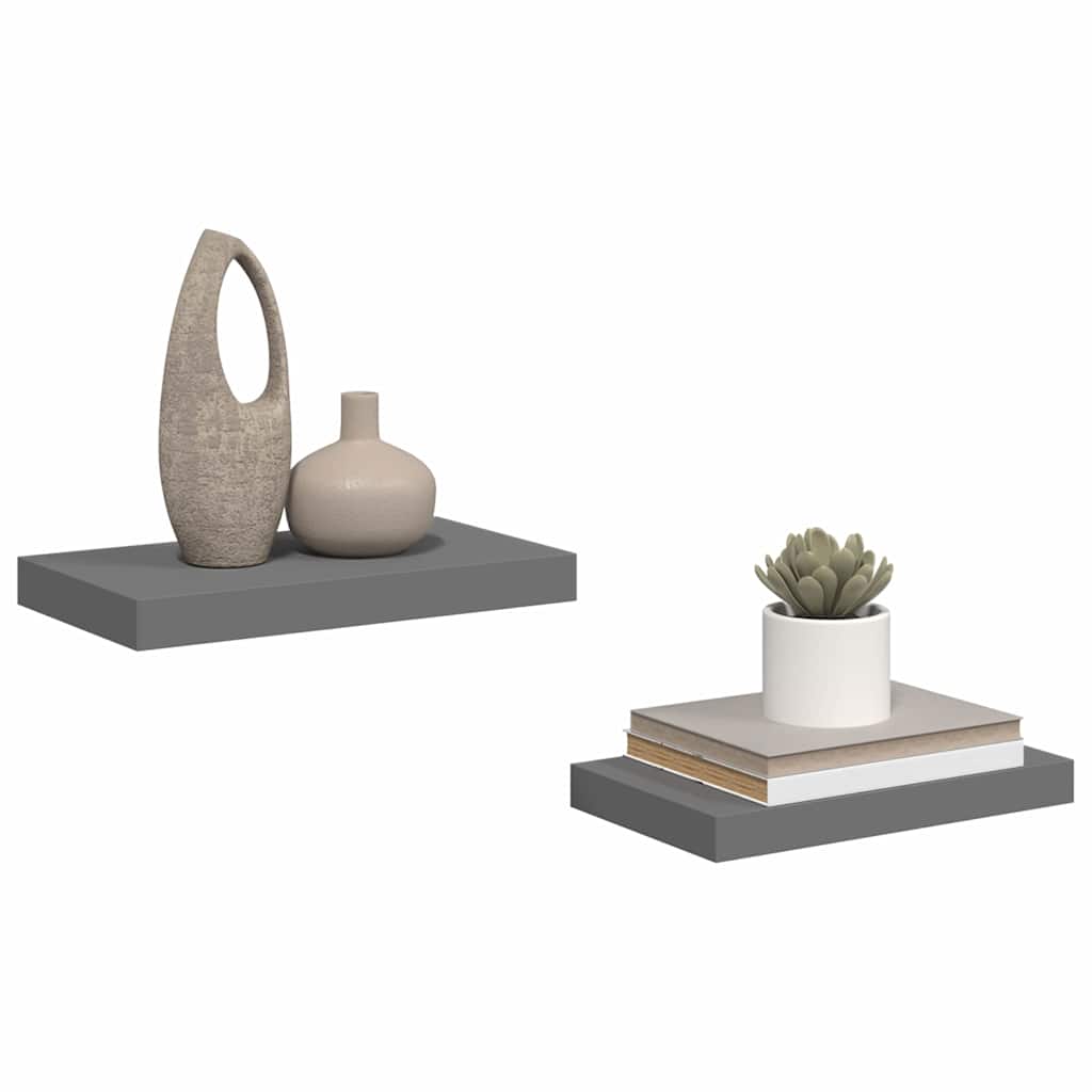 væghylder 2 stk. 40x23,5x3,8 cm MDF grå højglans