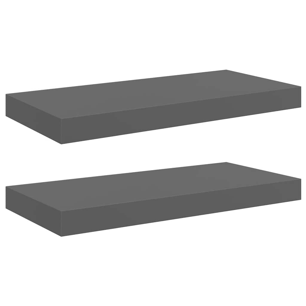 væghylder 2 stk. 50x23x3,8 cm MDF grå højglans