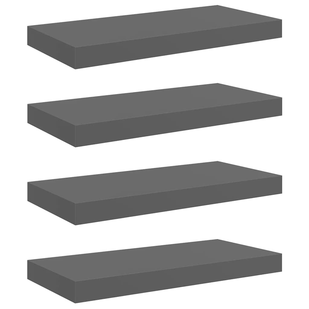 væghylder 4 stk. 50x23x3,8 cm MDF grå højglans