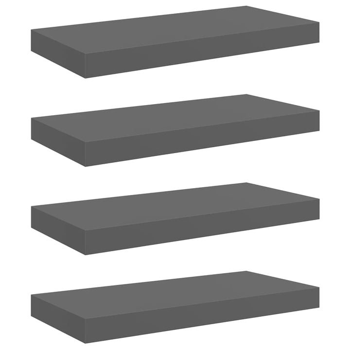 væghylder 4 stk. 50x23x3,8 cm MDF grå højglans