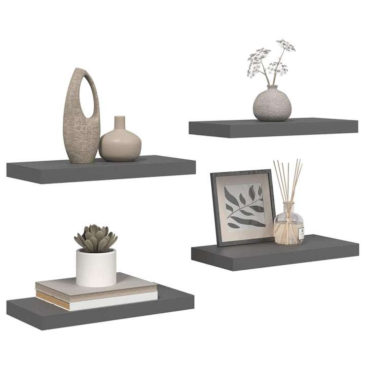 væghylder 4 stk. 50x23x3,8 cm MDF grå højglans